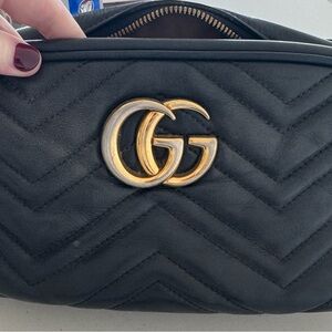 Gucci Black Quilted Leather Clutch with Gold Logo